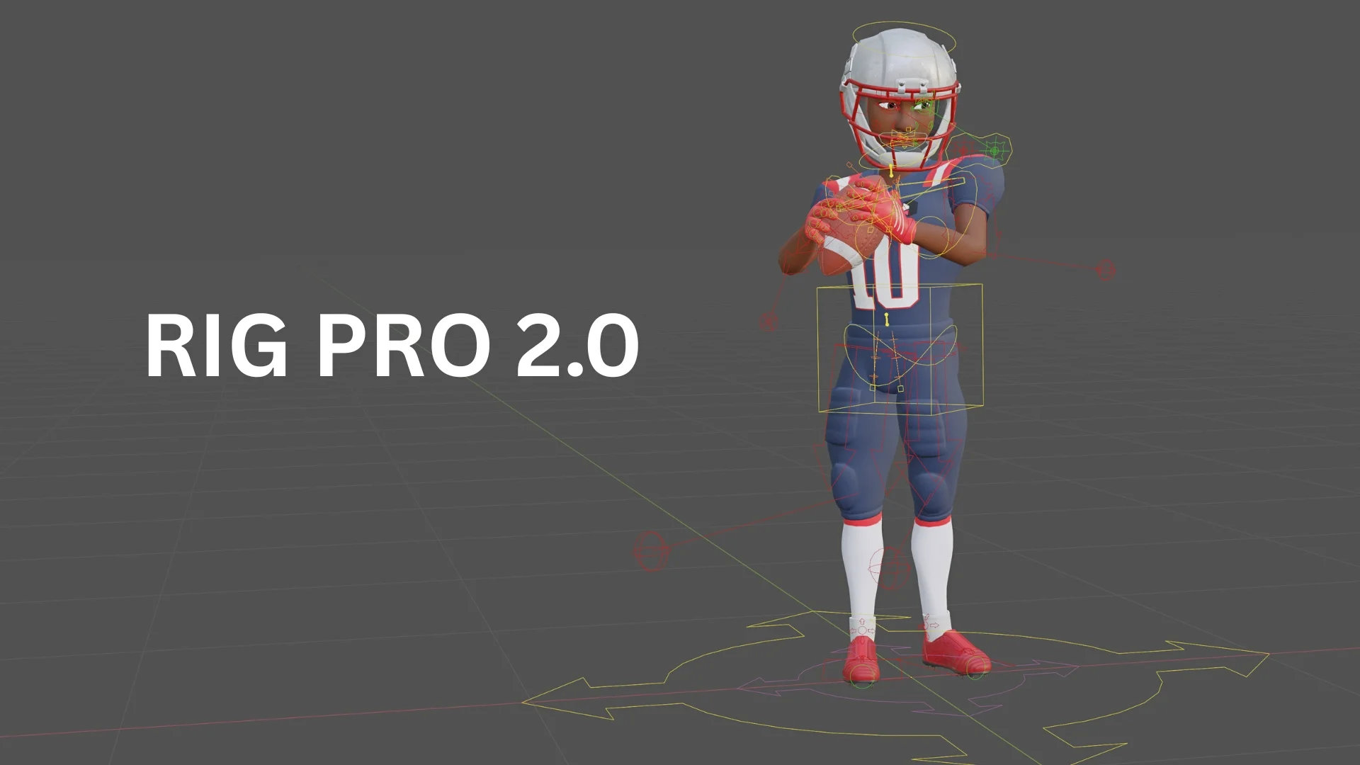 Autorig 2.0 rigging system with professional rig controls for NFL sport player